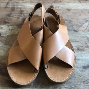 Madewell leather boardwalk crossover sandals